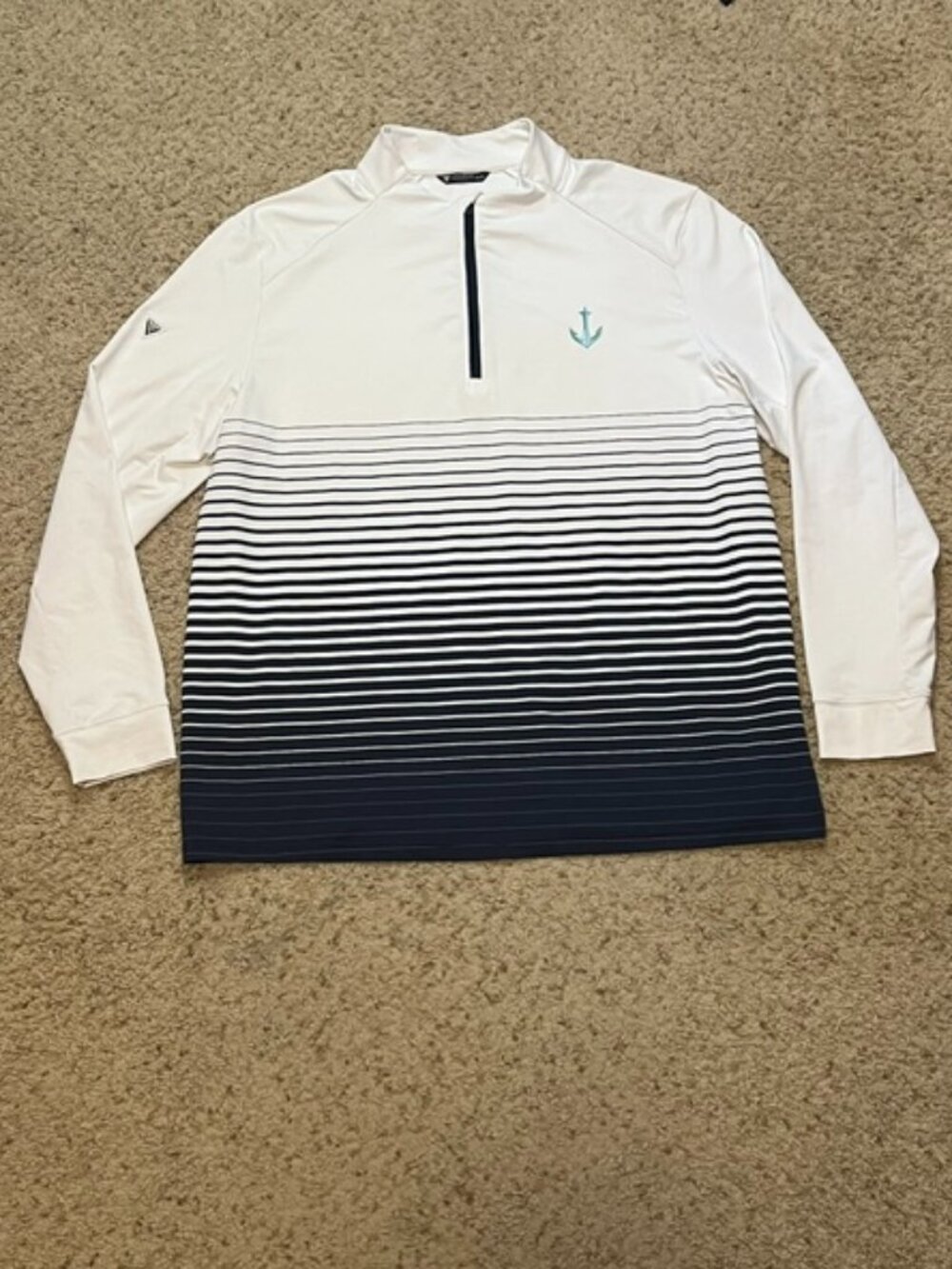 Seattle Kraken Levelwear White Navy Stripe 1/4 Zip Long Sleeve Pullover Size XXL